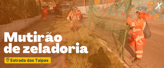 A imagem mostra trabalhadores realizando capina